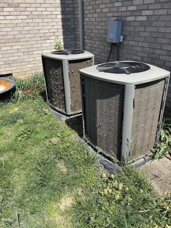 Completed first Platinum Level planned maintenance visit on dual 3-year-old HVAC system. Performed comprehensive inspection of both outdoor condenser units, verified operational parameters with digital temperature readings showing 68°F in conditioned space, replaced 16x25x5 air filters, and documented equipment condition with photos. Both units operating within normal specifications with no immediate service needs identified.