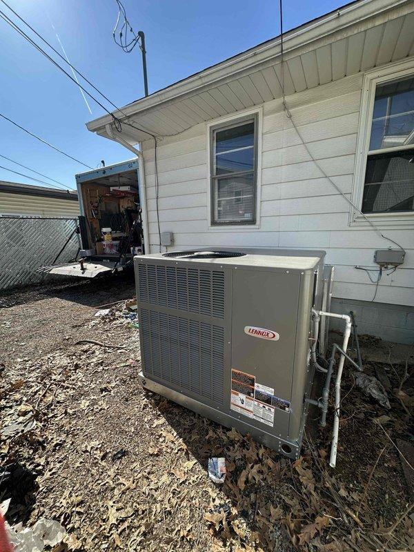 Evansville, IN - Installed a new 2.5-ton Lennox 14 SEER complete HVAC system with an 81% efficiency furnace. The outdoor condenser unit was properly positioned on the ground adjacent to the residence with PVC lines connected to the structure. System was tested for proper operation and photo documentation was taken of the completed installation.