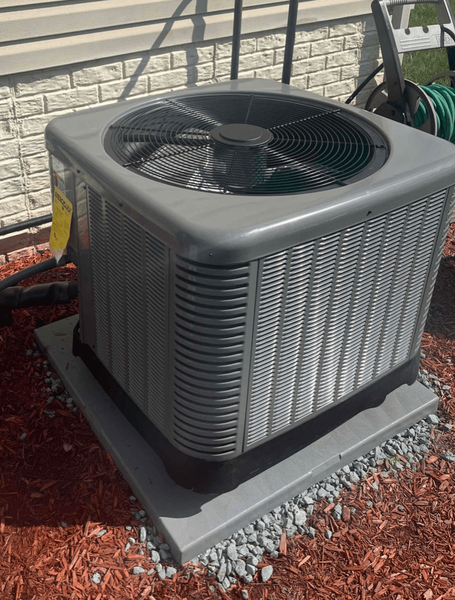 Outdoor condensing unit setup for central air conditioning installation