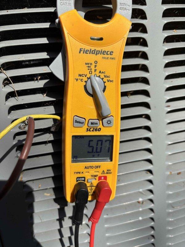 Performed comprehensive HVAC system maintenance and tune-up on operational air conditioning unit as requested. Conducted electrical diagnostics using clamp meter, measuring amperage draw and voltage readings at the condensing unit to verify proper system performance. All measurements fell within manufacturer specifications, confirming system is operating efficiently with no immediate service concerns identified.