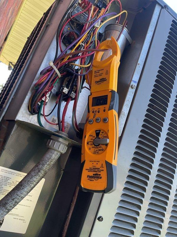 Completed Platinum Level preventive maintenance on single HVAC system including comprehensive inspection of air handler unit in attic space and outdoor condensing unit. Verified proper operation of drainage system with PVC condensate lines and secondary drain pan, inspected ductwork insulation integrity, and performed electrical diagnostics using calibrated test equipment to measure voltage and amperage at contactor and terminal connections. All system components operating within manufacturer specifications with no deficiencies noted.