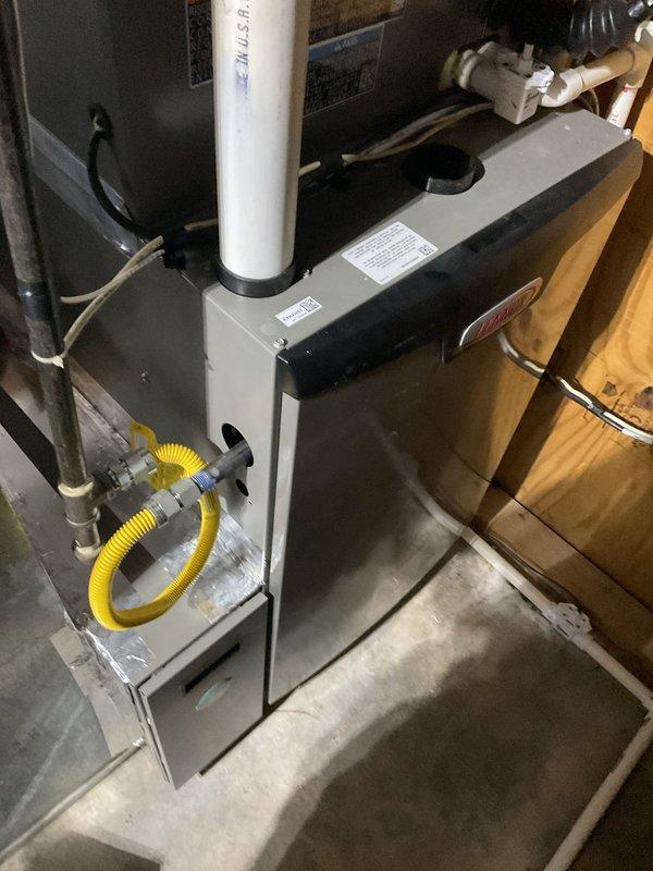 Completed first platinum-level maintenance visit since installation on single HVAC system. Performed comprehensive inspection of gas furnace unit, verified proper operation of all components including blower assembly, heat exchanger, and burner system. Checked gas line connections, electrical wiring, and PVC venting for proper installation and function. Replaced 16x25x4 air filter as part of routine maintenance protocol.