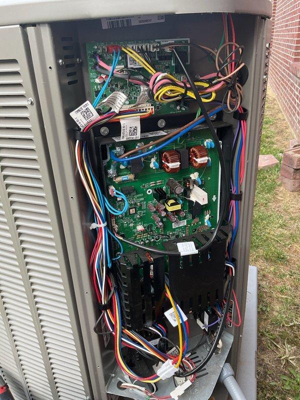 Completed first annual Platinum Level maintenance on a 9-month-old HVAC system equipped with R-454B refrigerant. Performed comprehensive inspection of all electrical components, circuit boards, and control systems, replaced 16x20x5 air filter, verified proper operation of condenser unit including heat exchanger coils and brass fittings, and documented system condition with photographic evidence showing all components in clean, functional condition with no signs of corrosion or damage.