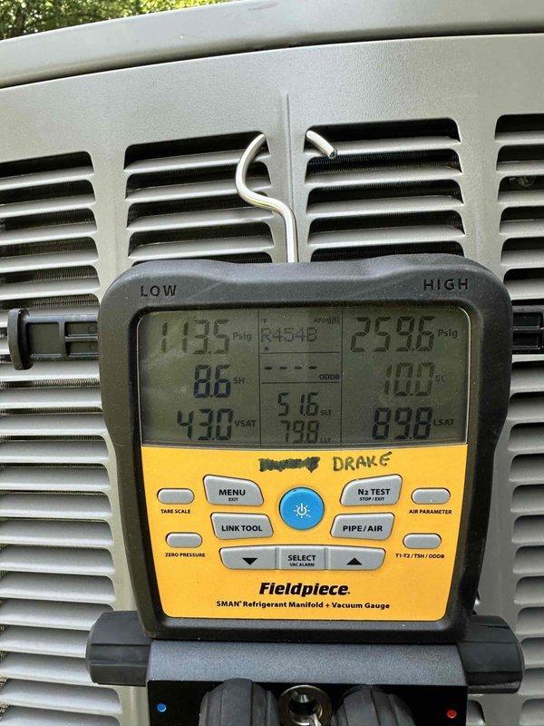 Completed installation of 2-ton, 18 SEER, 99% AFUE Lennox heating and cooling system in residential utility closet, including relocation of outdoor condensing unit approximately 10 feet from original position. System was properly charged, tested with manifold gauges confirming operating pressures within manufacturer specifications, and all components verified operational with appropriate airflow and temperature differentials.