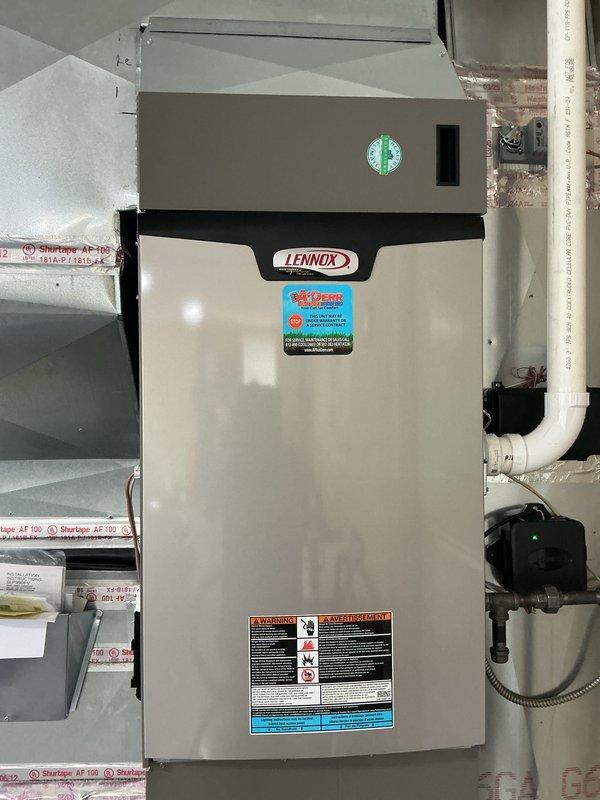 Completed annual Platinum Level maintenance on a single-system Lennox residential HVAC unit scheduled for installation in February 2026. Performed comprehensive system inspection including control board verification, replaced 20x25x5 air filter, checked electrical connections and terminal blocks, and confirmed proper operation of all system components. All safety indicators functioning correctly, system operating within manufacturer specifications, and photographic documentation captured for service records.