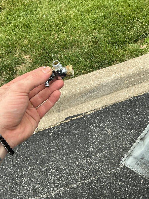 Louisville, KY - Responded to a call for a sink that would not stop running with a slow leak under the sink. Upon inspection, found that the shut-off valve beneath the sink was malfunctioning and failed to stop water flow when closed. Replaced the defective angle stop valve with a new brass and plastic compression valve assembly, restoring proper water shut-off functionality and eliminating the continuous leak.