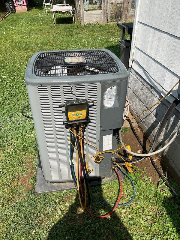 Completed Platinum Level annual maintenance on 8-year-old single-system HVAC unit. Installed new 16x25x5 filter, performed comprehensive system diagnostics using refrigerant manifold and micron gauge on outdoor condensing unit, and verified all operating parameters within manufacturer specifications.