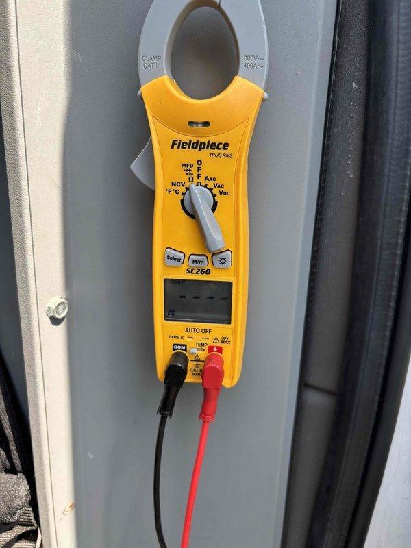 Louisville, KY - Responded to no cooling complaint on 5-year-old residential HVAC system with adequate airflow but insufficient cooling capacity. Performed diagnostic evaluation using digital clamp meter to assess electrical parameters and system performance. Identified cooling deficiency and completed necessary troubleshooting procedures to determine root cause and restore proper system operation.